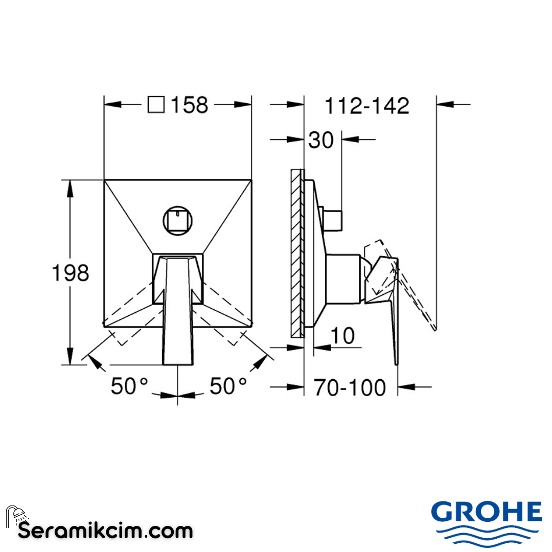Grohe Allure Brilliant Ankastre Banyo ve Duş Bataryası (Sıva Üstü Grubu), 3 Yollu Krom 24340000 - 24340000