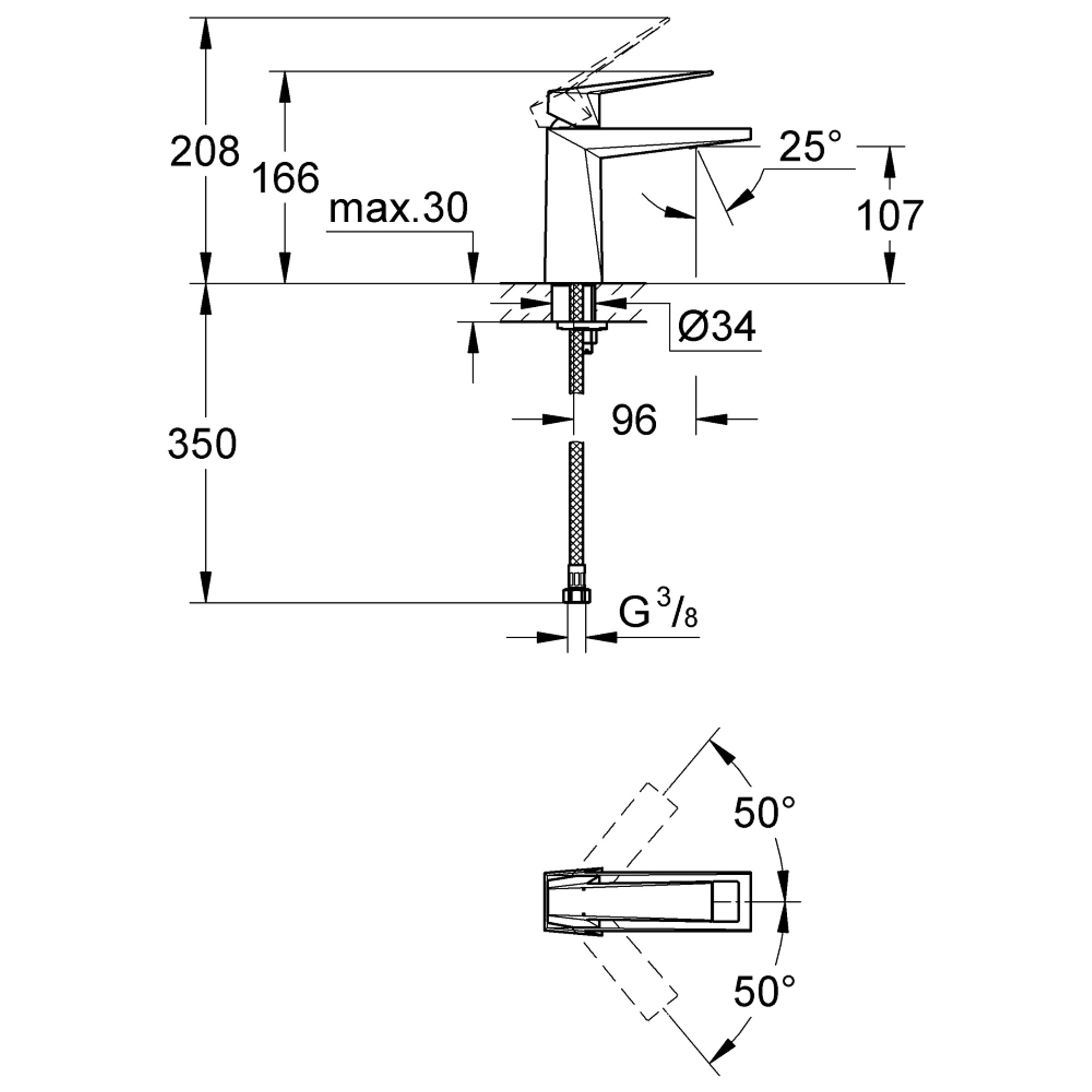 Grohe Allure Brilliant Lavabo Bataryası M Boy Fırçalı Sert Grafit 24342AL0