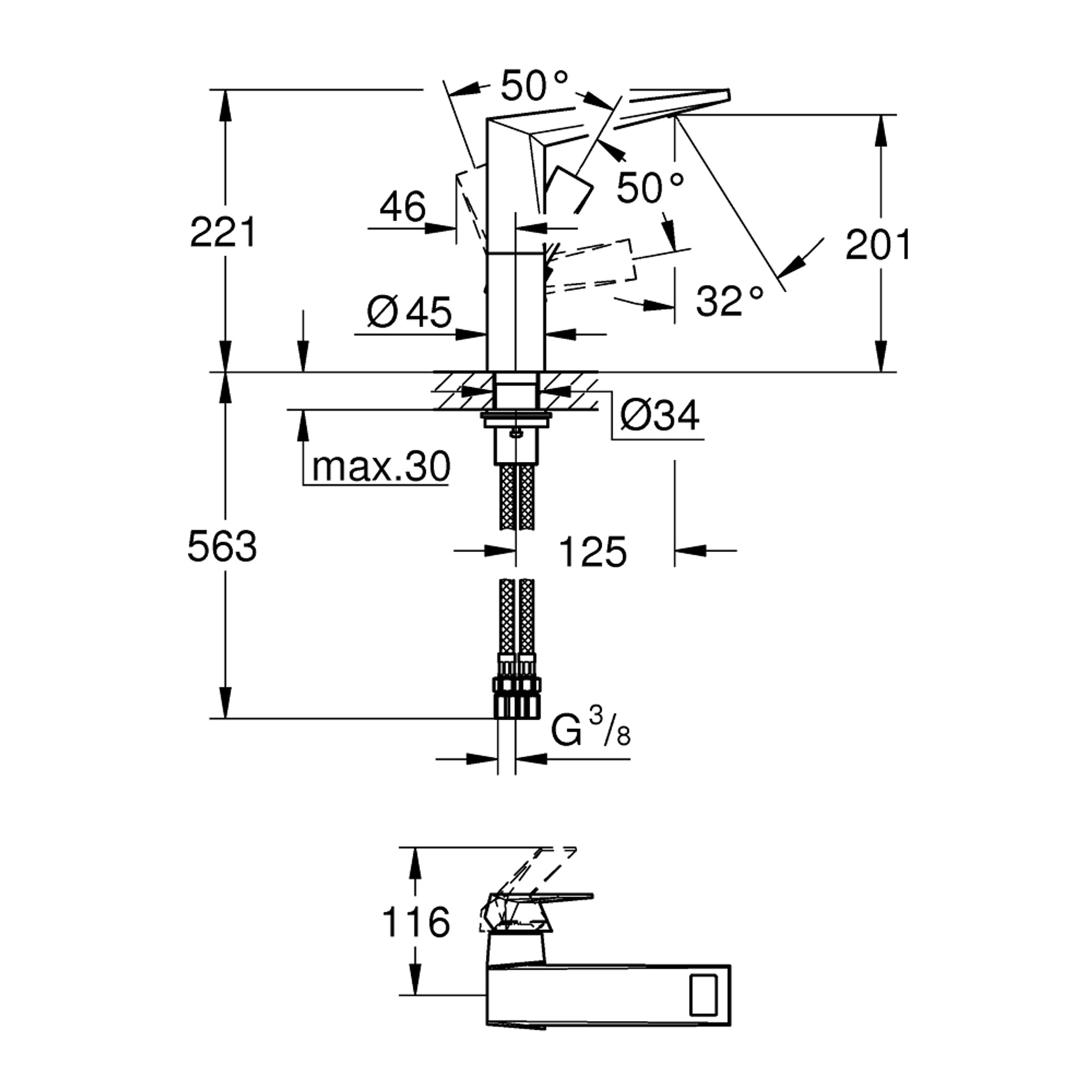 Grohe Allure Brilliant Lavabo Bataryası L Boy Paslanmaz Çelik 24345DC0