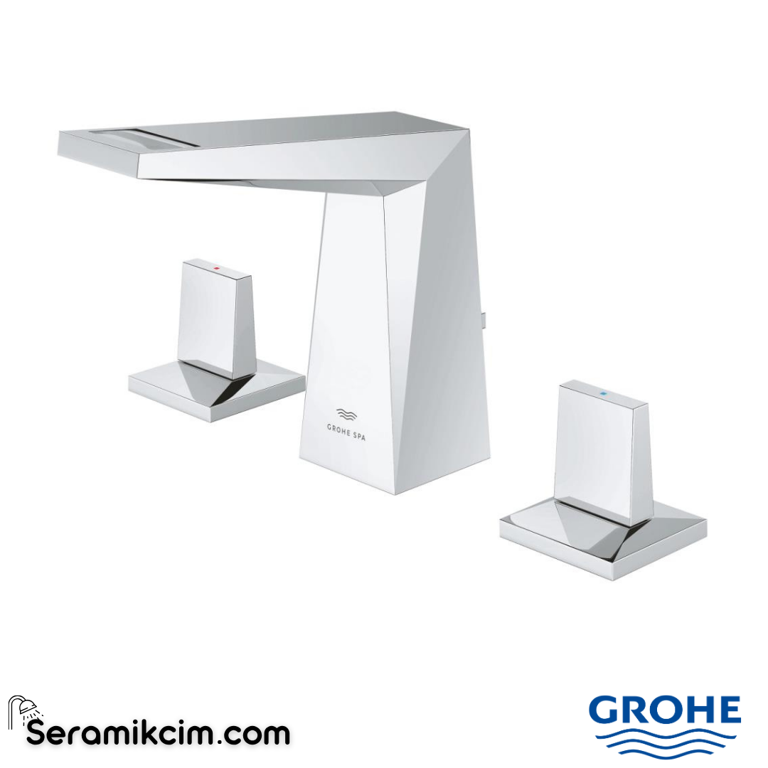 Grohe Allure Brilliant M-Boy, 3 Delikli Lavabodan Ankastre Lavabo Bataryası, Sifon Kumandalı Krom 20626000