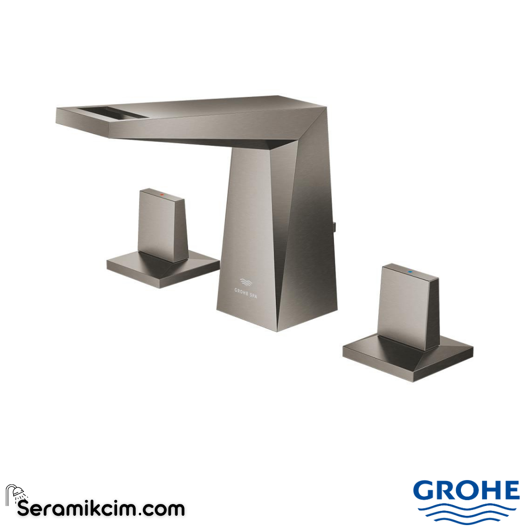 Grohe Allure Brilliant M-Boy, 3 Delikli Lavabodan Ankastre Lavabo Bataryası, Sifon Kumandalı, Fırçalı Sert Grafit 20626AL0 - 20626AL0