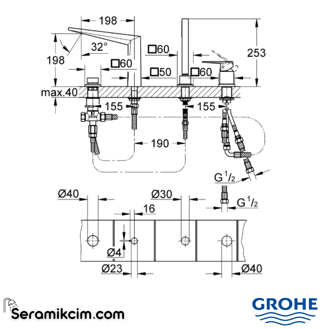 Grohe Allure Brilliant OHM bath 4-h 29405AL0