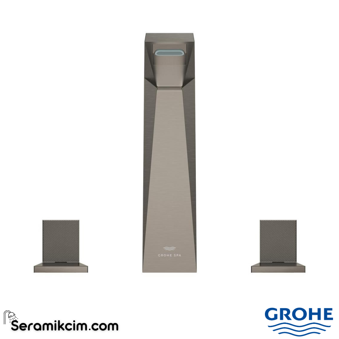 Grohe Allure Brilliant Private Collection L-Boy, 3 Delikli Lavabodan Ankastre Lavabo Bataryası, Sifon Kumandalı, Fırçalı Sert Grafit 20667AL0 - 20667AL0