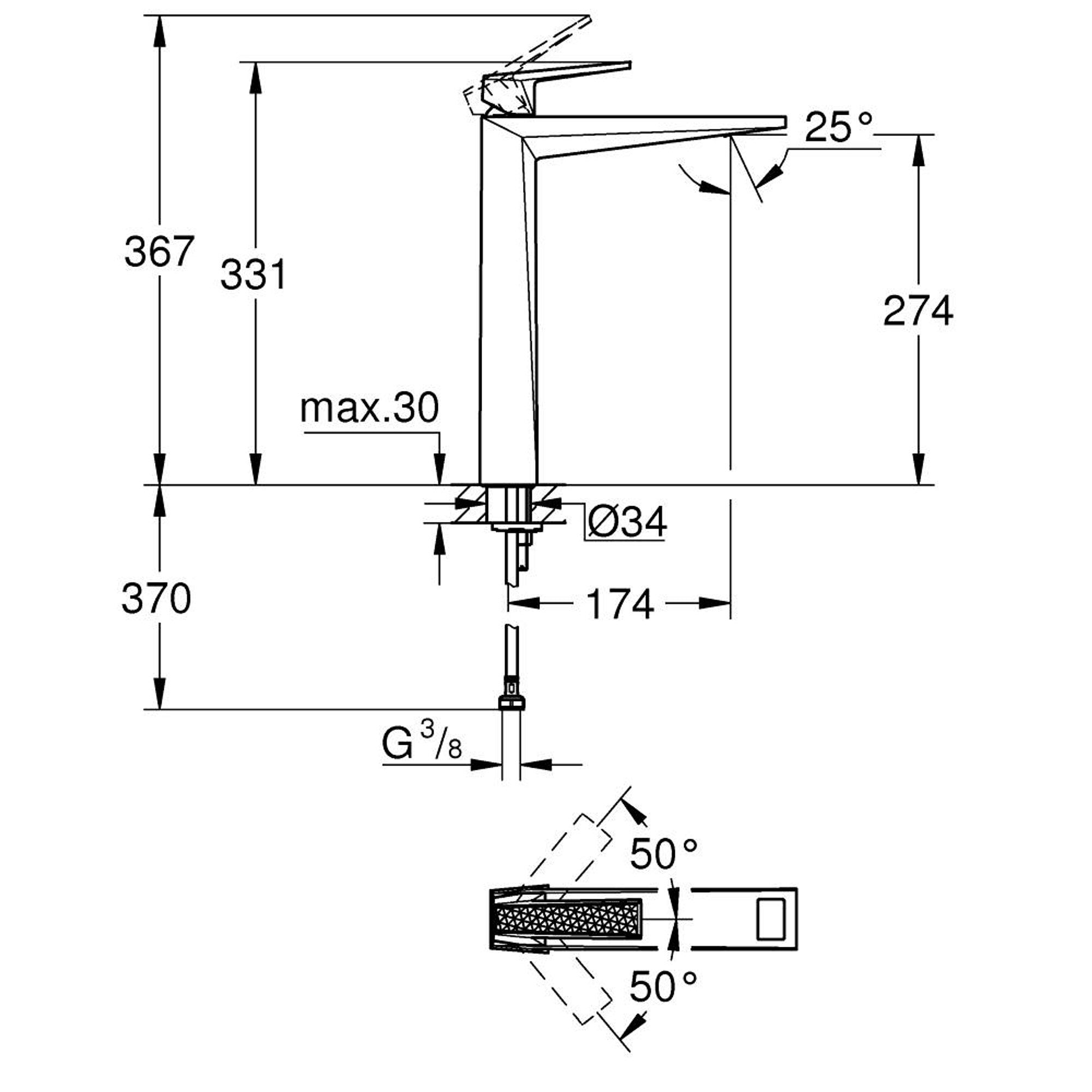 Grohe Allure Brilliant Private Collection Lavabo Bataryası XL Boy Paslanmaz Çelik 24417DC0