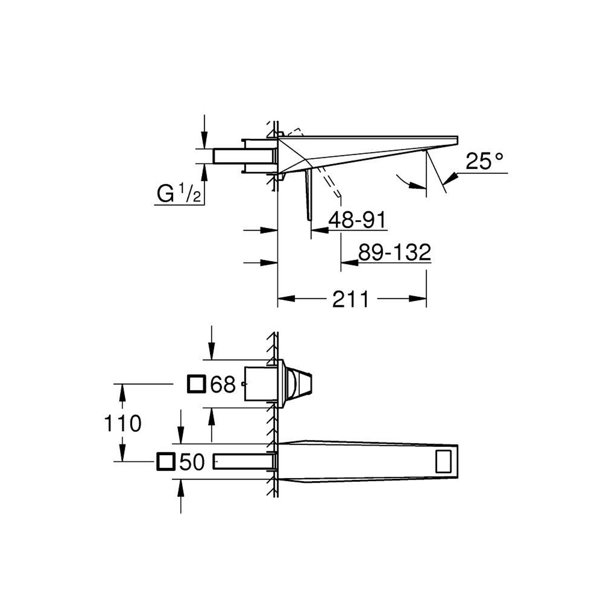 Grohe Allure Brilliant Private Collection 2 Delikli Duvardan Ankastre Lavabo Bataryası (M Boy) (Sıva Üstü Grubu) Krom 29519000