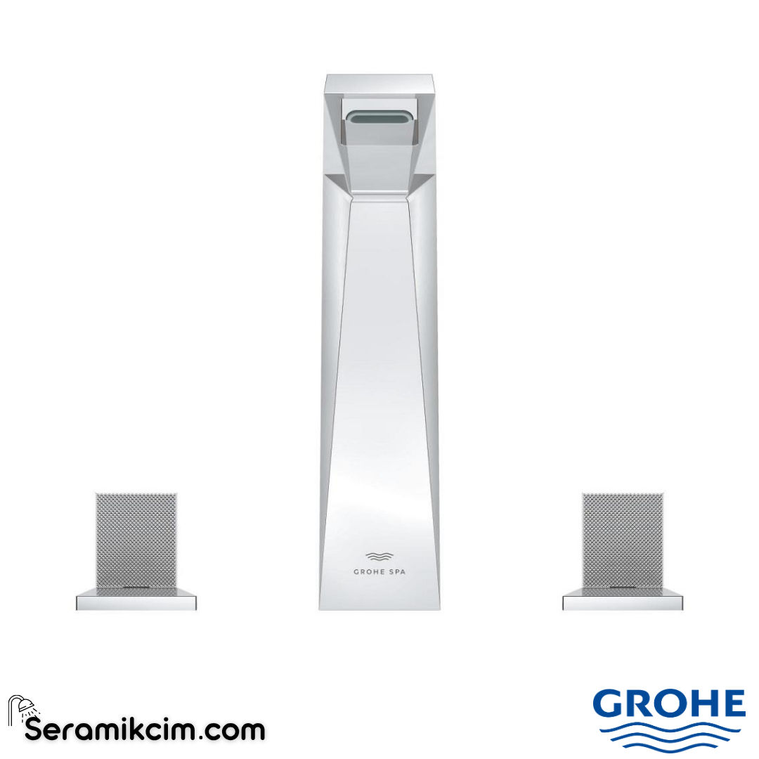 Grohe Allure Brilliant Private Collection L-Boy, 3 Delikli Lavabodan Ankastre Lavabo Bataryası, Sifon Kumandalı Krom 20667000 - 20667000