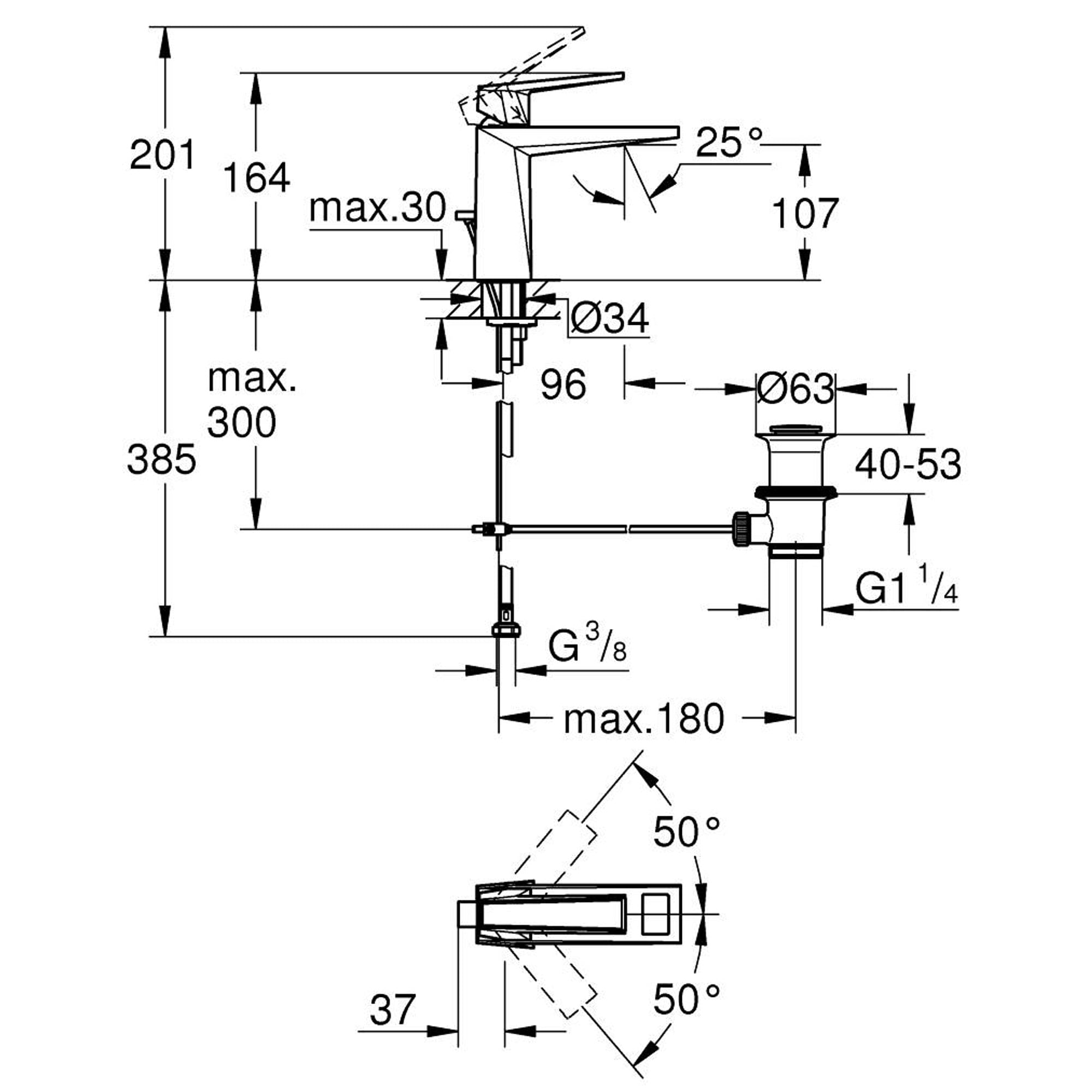 Grohe Allure Brilliant Private Collection (M Boy) Lavabo Bataryası Sifon Kumandalı Paslanmaz Çelik 24399DC0