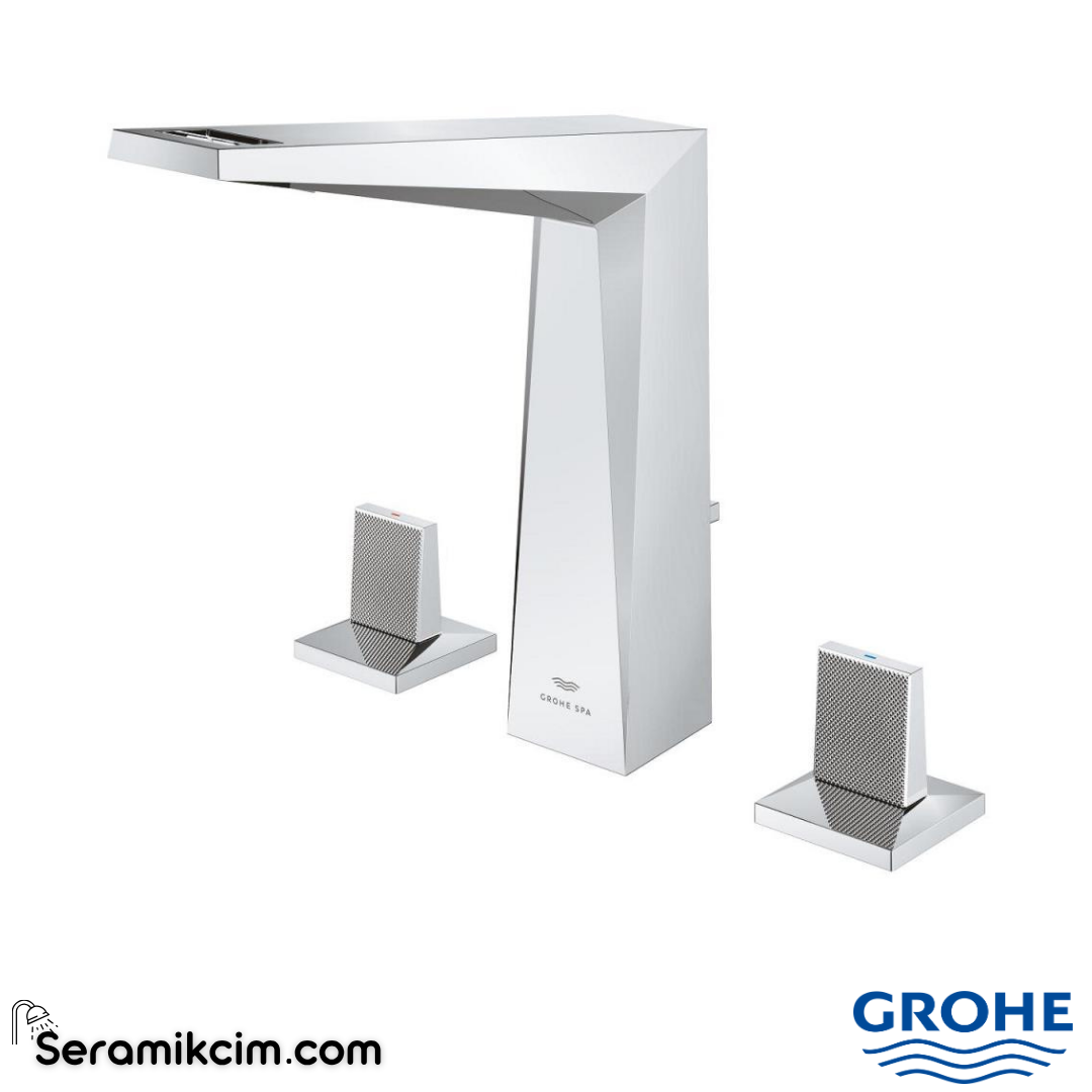 Grohe Allure Brilliant Private Collection L-Boy, 3 Delikli Lavabodan Ankastre Lavabo Bataryası, Sifon Kumandalı Krom 20667000 - 20667000