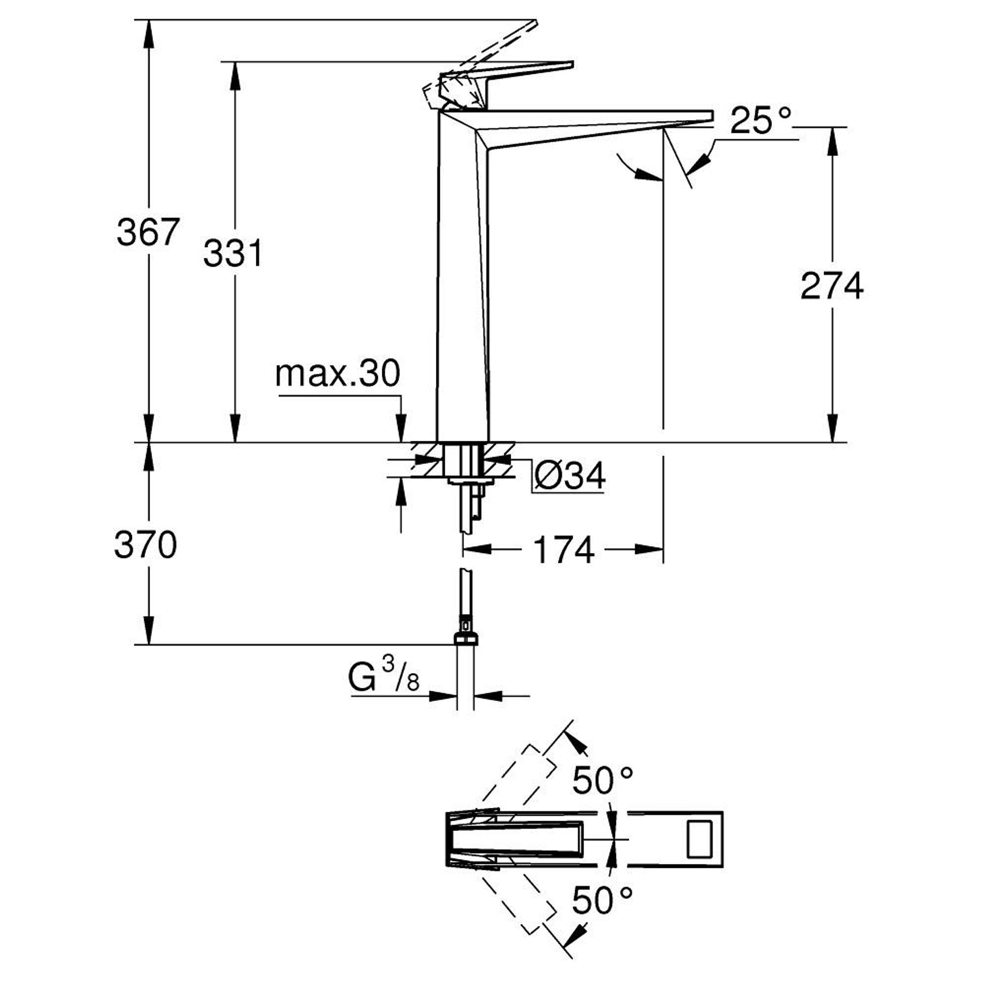 Grohe Allure Brilliant Private Collection Lavabo Bataryası XL Boy Krom 24419000