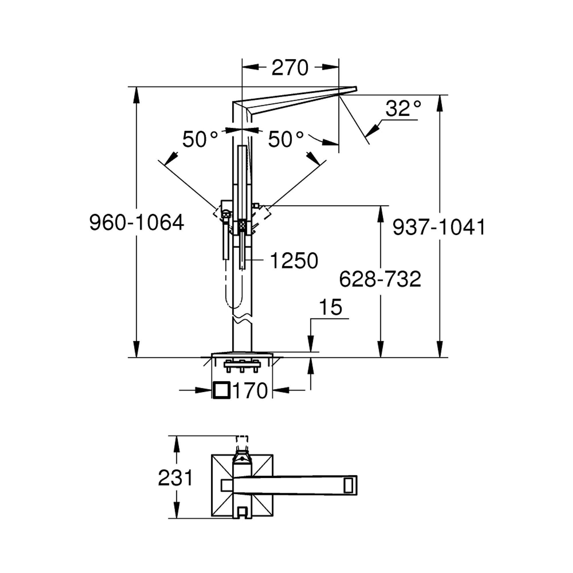 Grohe Allure Brilliant Yerden Küvet Bataryası Krom 24348000
