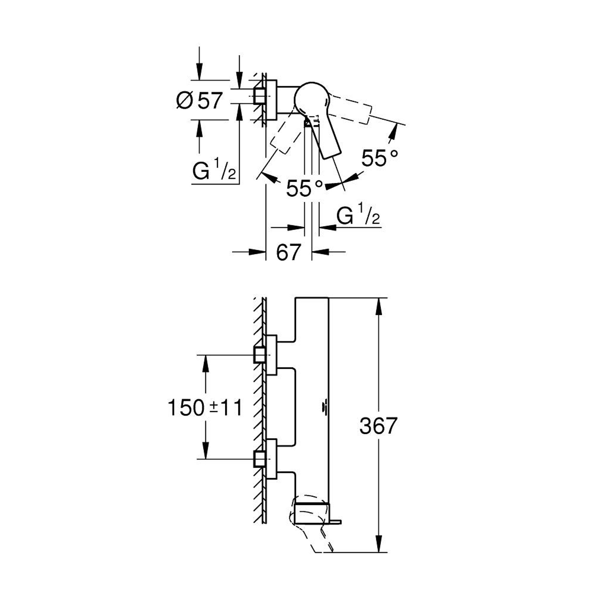 Grohe Allure Sıva Üstü Duş Bataryası Fırçalı Altın 32846GN1
