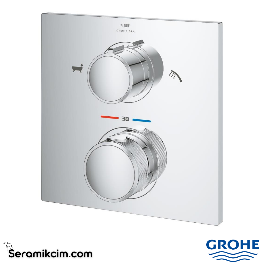 Grohe Allure Termostatik Ankastre Banyo ve Duş Bataryası (Sıva Üstü Grubu), 2 Yollu Krom 19446002 - 19446002
