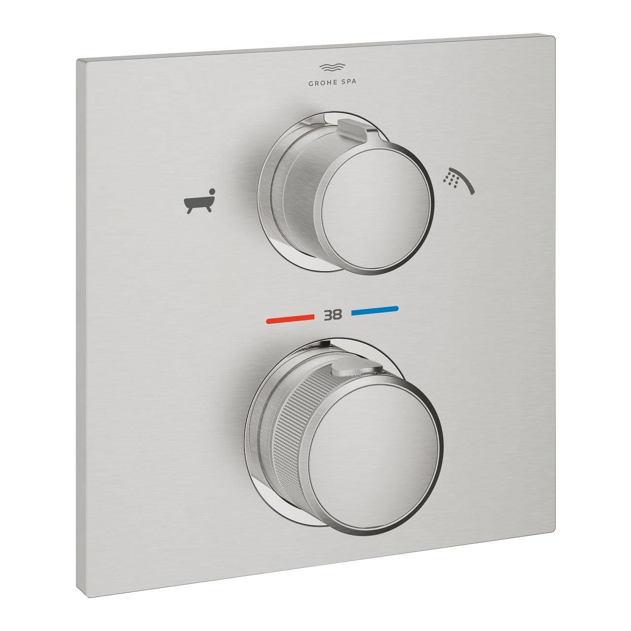 Grohe Allure Termostatik Ankastre Banyo ve Duş Bataryası (Sıva Üstü Grubu), 2 Yollu, Paslanmaz Çelik 19446DC2