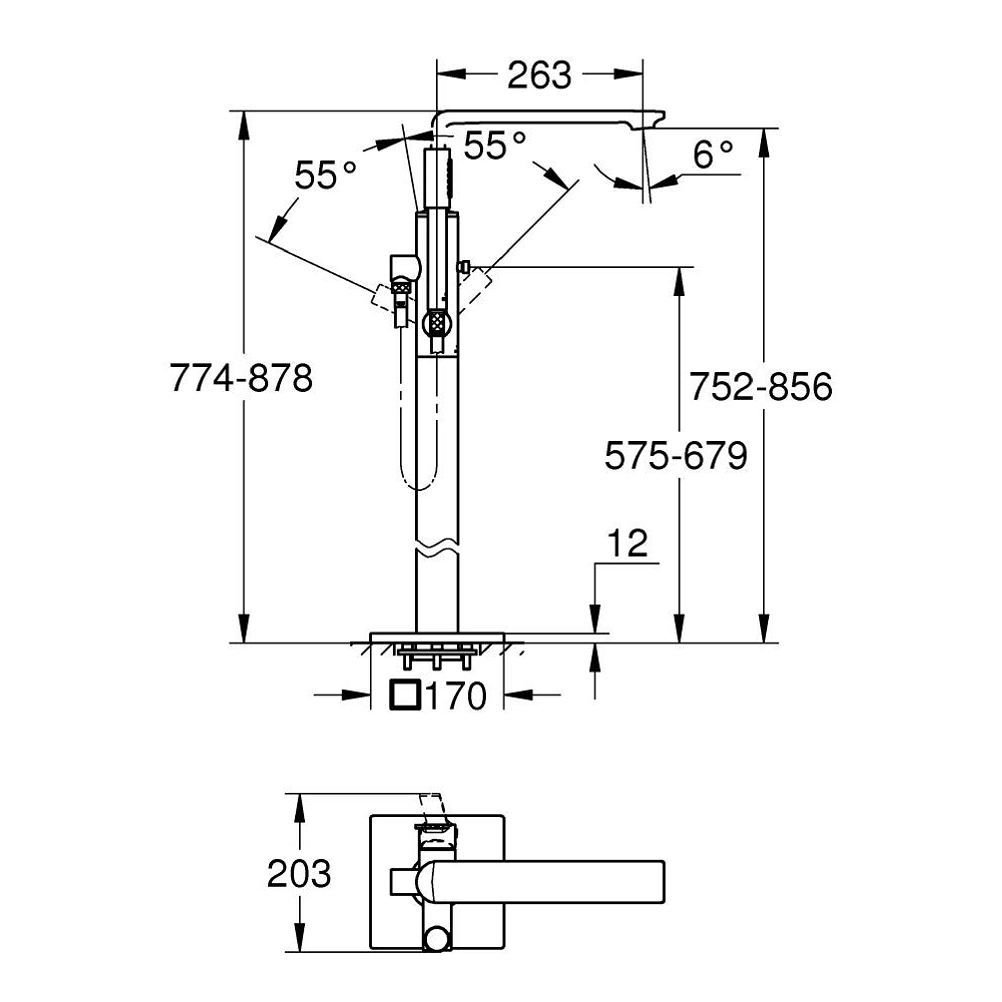Grohe Allure Yerden Küvet Bataryası Krom 25222001