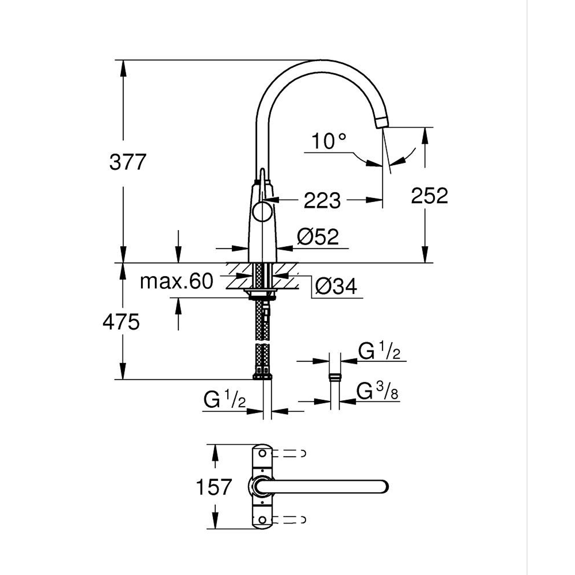 Grohe Ambi Çift Volanlı Mutfak Bataryası Krom 30189000