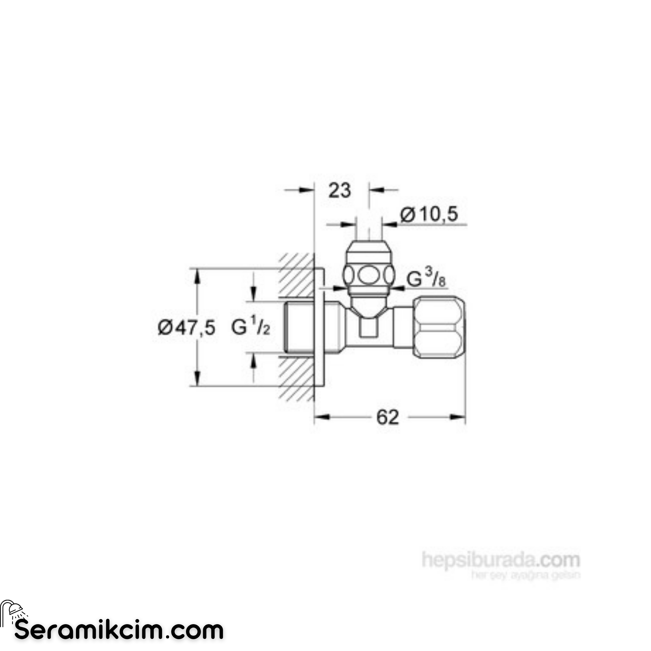 Grohe Angle valves neutral handle Ara musluk 1/2