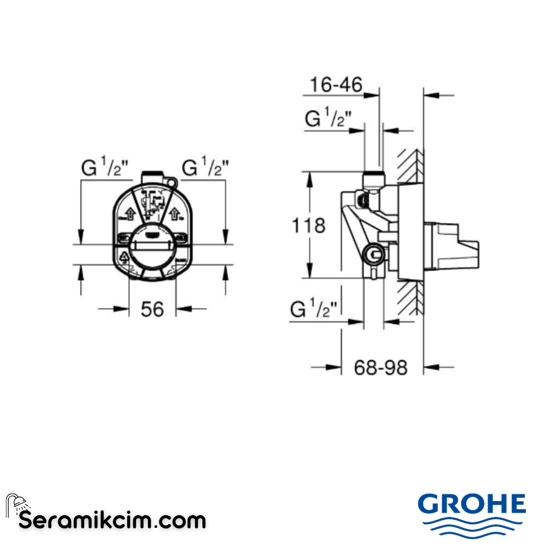 Grohe Ankastre Banyo ve Duş Bataryası İçin İç Gövde 33965000