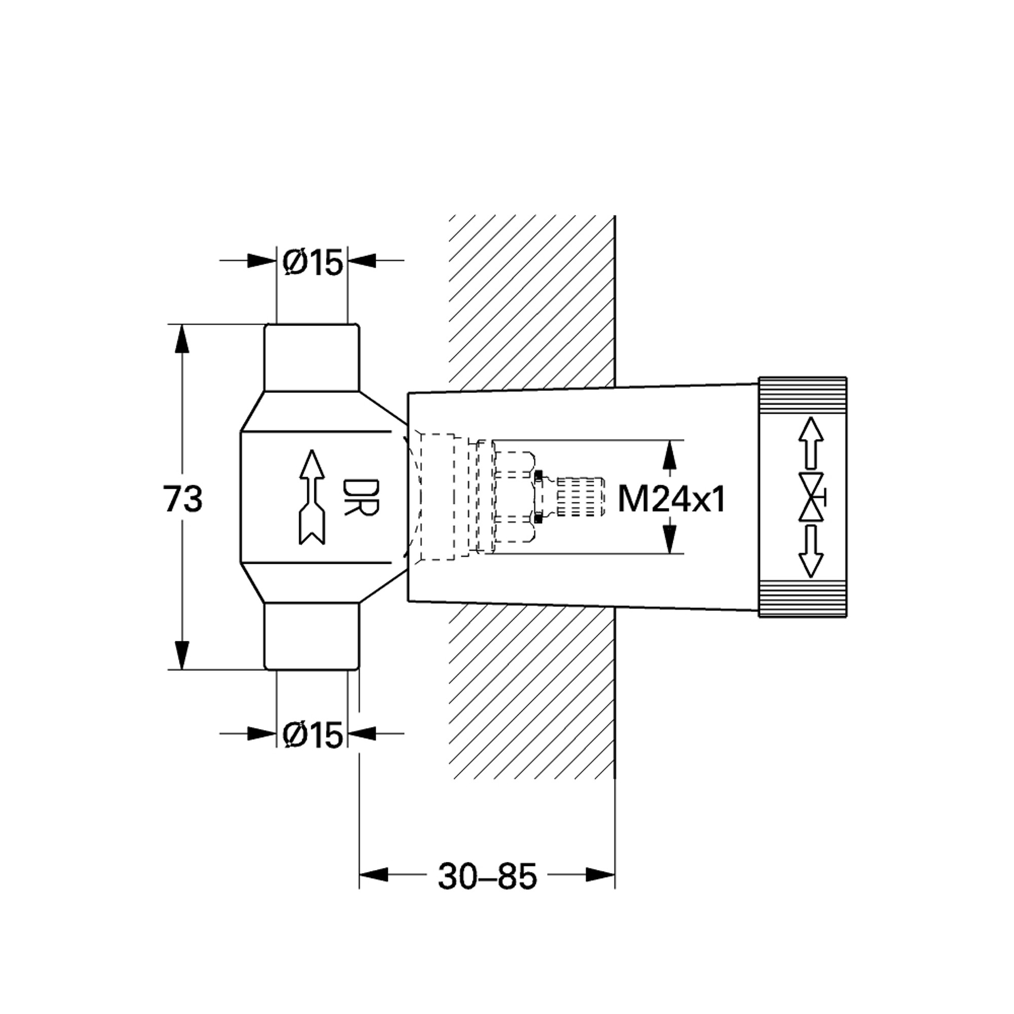 Grohe Ankastre Stop Valf 1/2
