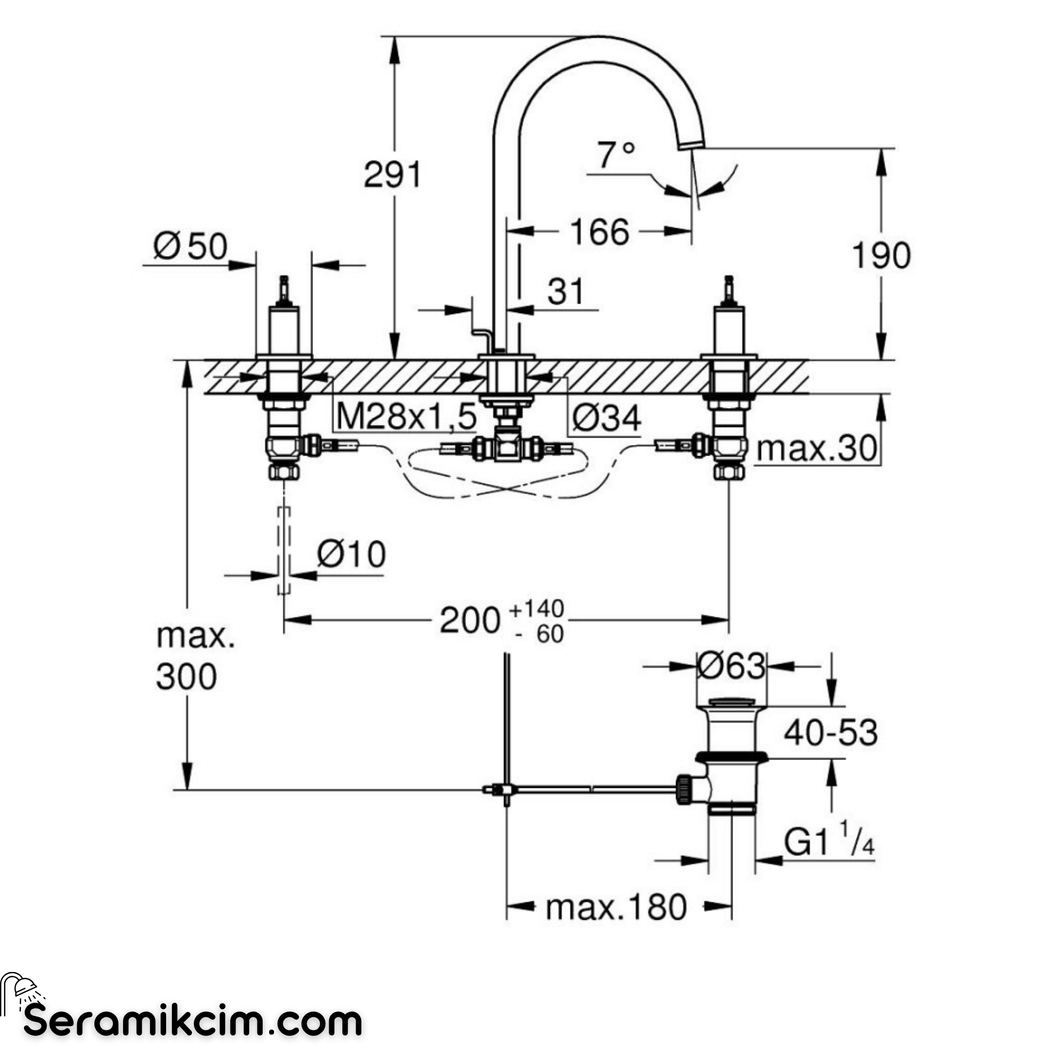 Grohe APC for Stick 2hdl basin 3-h L 20593DC0