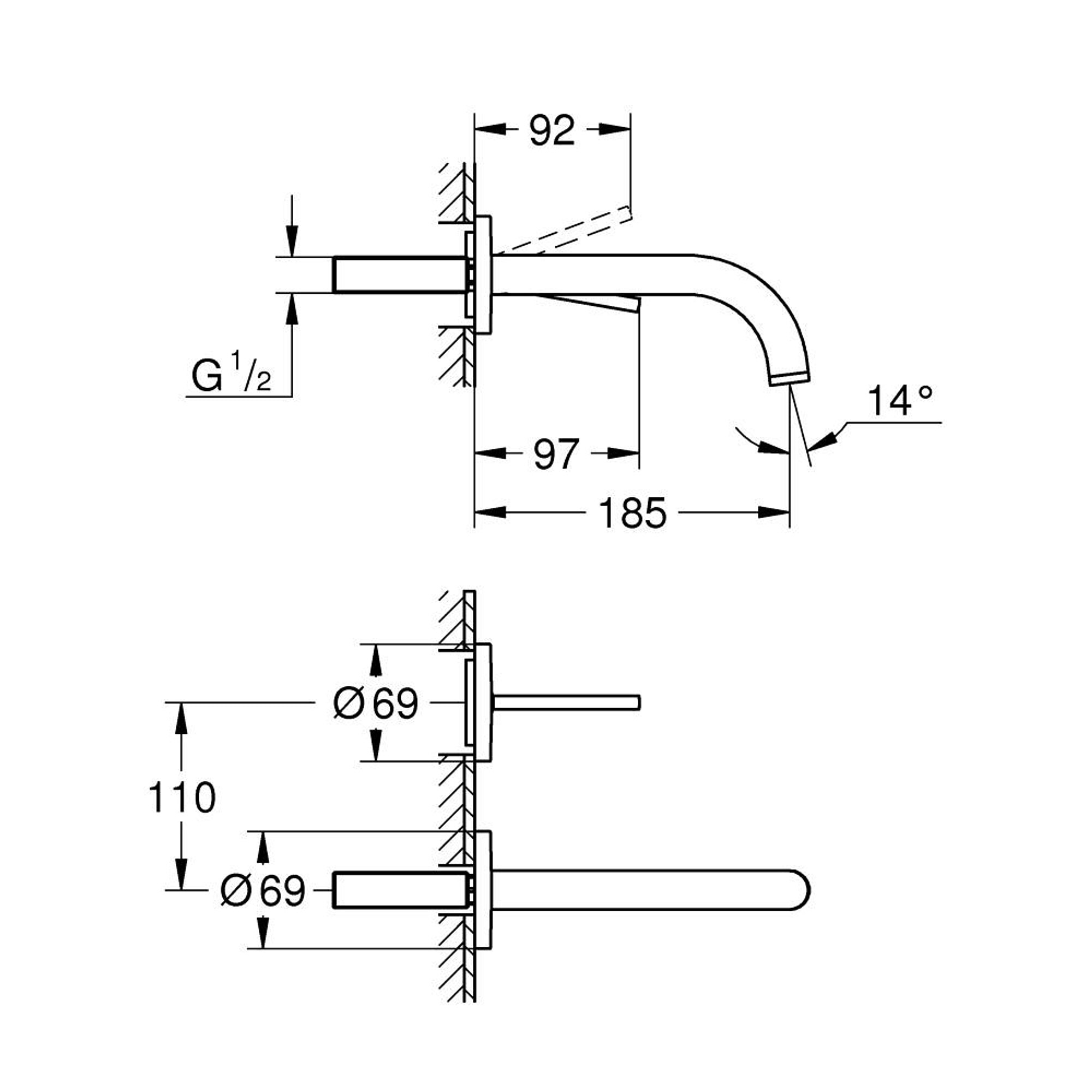 Grohe Atrio Ankastre 2 Delikli Joystick Lavabo Bataryası Fırçalı Sert Grafit 29410AL0