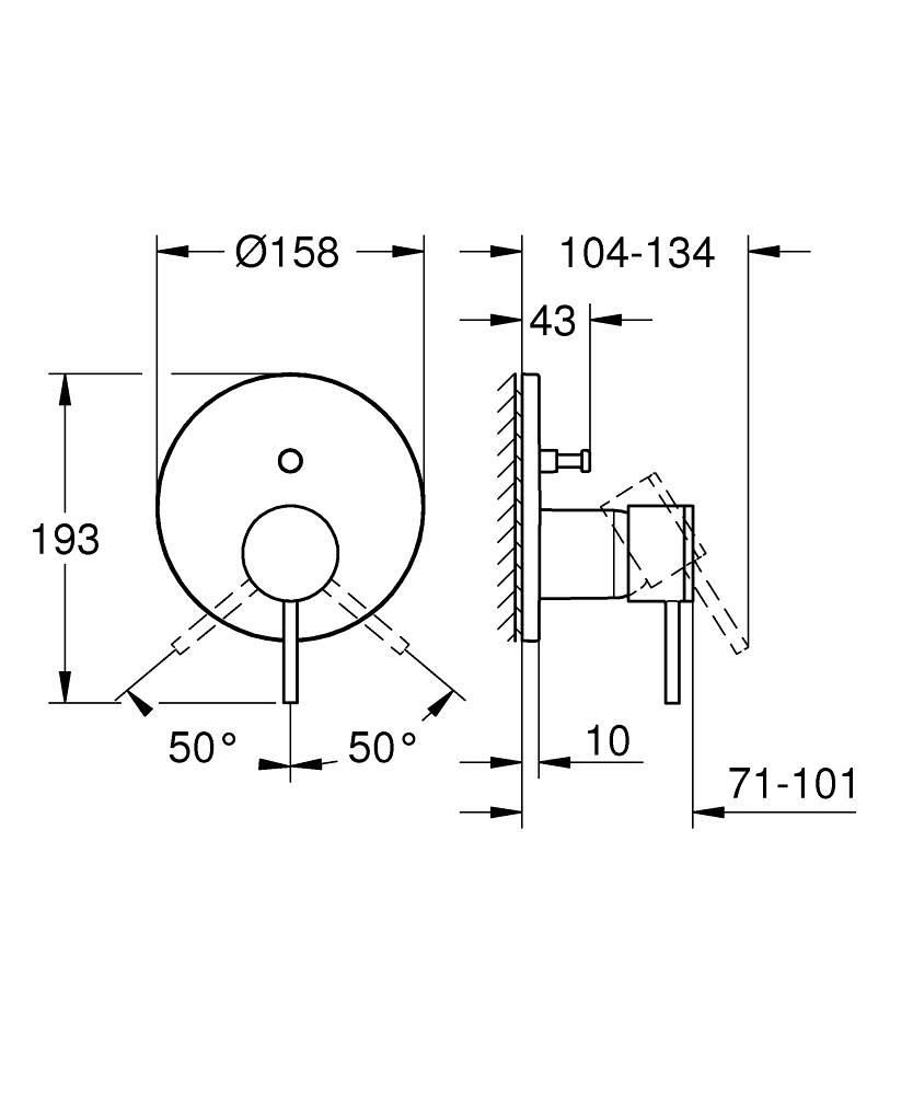 Grohe Atrio Ankastre Banyo/Duş Bataryası (Sıva Üstü Grubu), Fırçalı Altın 24355GN0