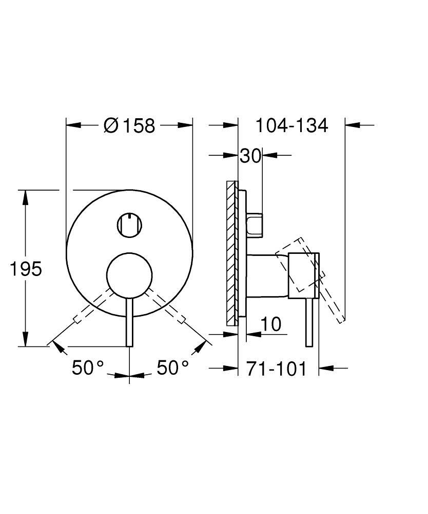 Grohe Atrio Ankastre Banyo/Duş Bataryası (Sıva Üstü Grubu), 3 Yollu, Fırçalı Bakır 24356DL0