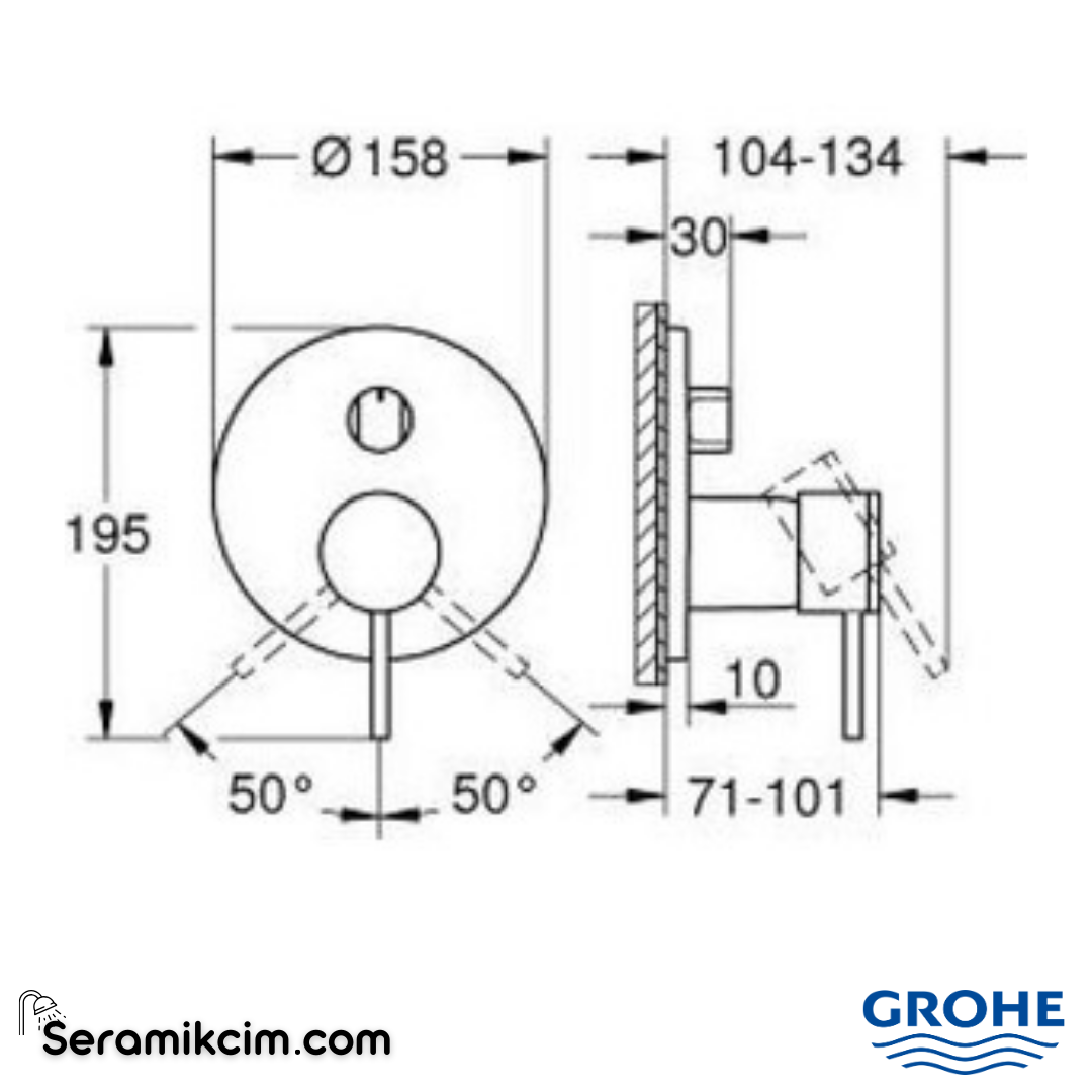 Grohe Atrio Ankastre Banyo/Duş Bataryası (Sıva Üstü Grubu) 3 Yollu Krom 24356000 - 24356000