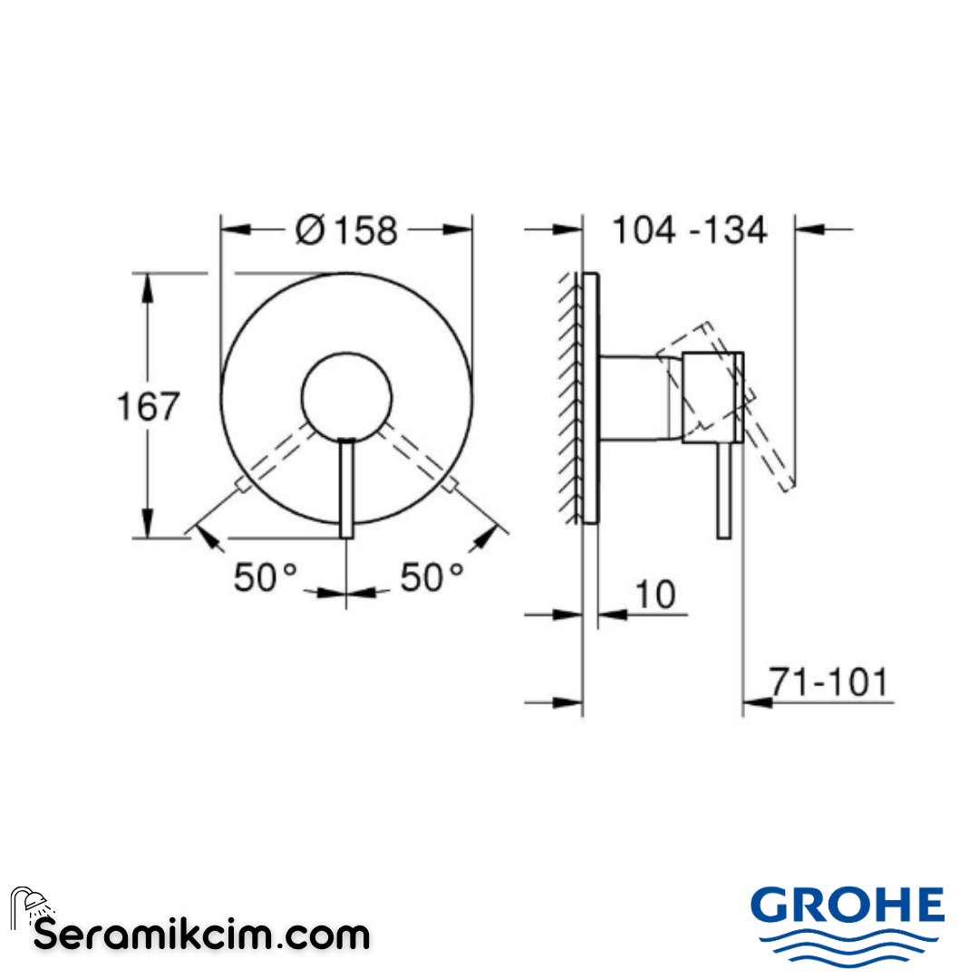 Grohe Atrio Ankastre Duş Bataryası (Sıva Üstü Grubu), Fırçalı Sert Grafit 24354AL0
