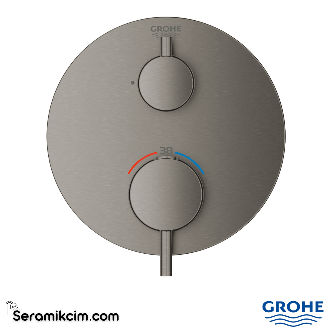 Grohe Atrio Ankastre Termostatik Duş Bataryası (Sıva Üstü Grubu) Tek Çıkışlı Fırçalı Sert Grafit 24134AL3 - 24134AL3