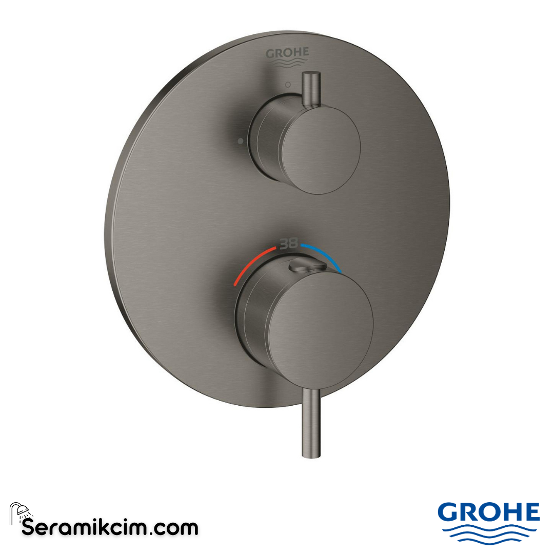 Grohe Atrio Ankastre Termostatik Duş Bataryası (Sıva Üstü Grubu) Tek Çıkışlı Fırçalı Sert Grafit 24134AL3 - 24134AL3