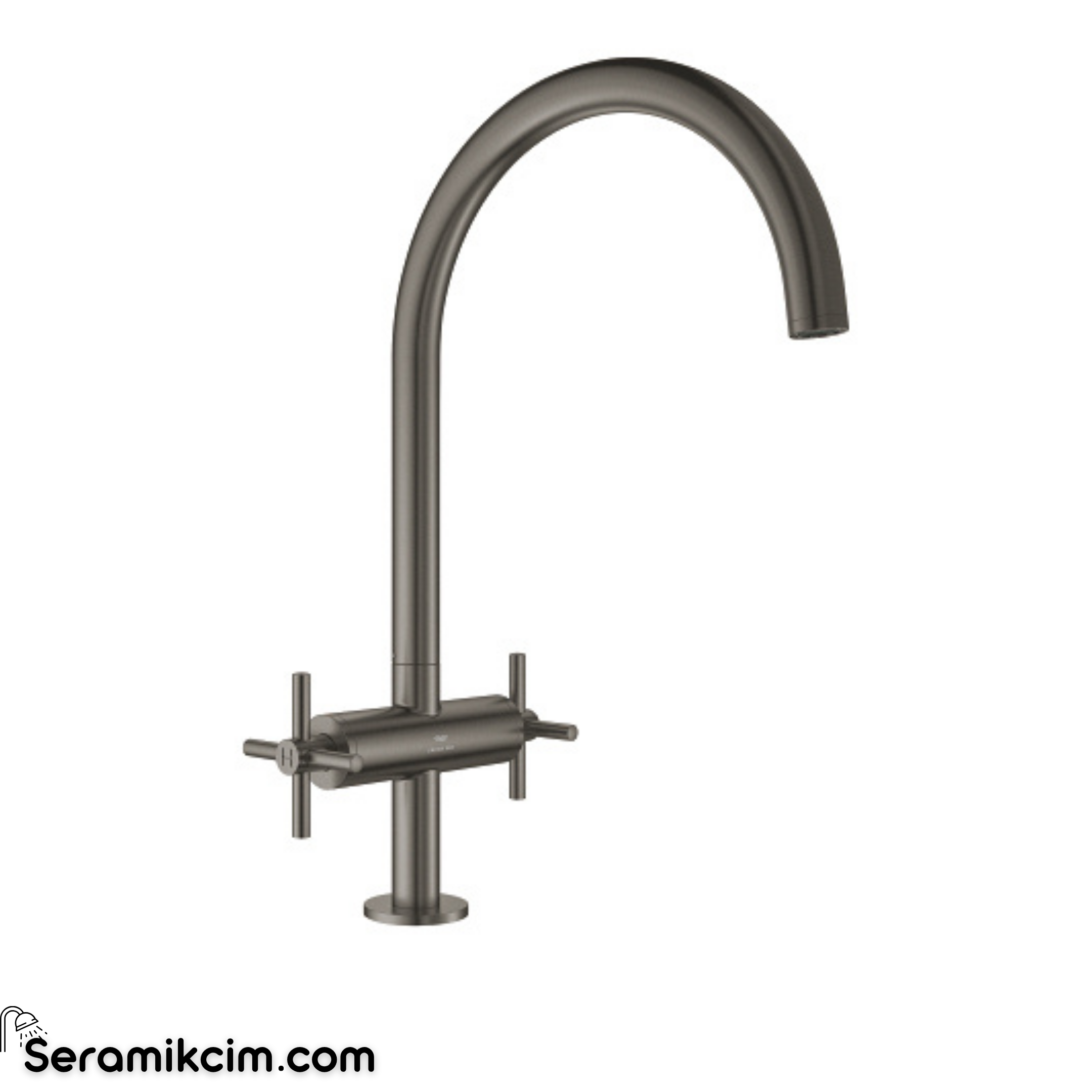 Grohe Atrio Kuğu Borulu Eviye Bataryası, Fırçalı Sert Grafit 30609AL0