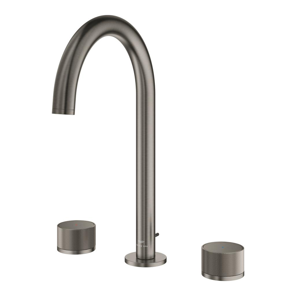 Grohe Atrio Private Collection 3 Delikli Ankastre Lavabo Bataryası, Sifon Kumandalı (L-Boy), Fırçalı Sert Grafit 20595AL0
