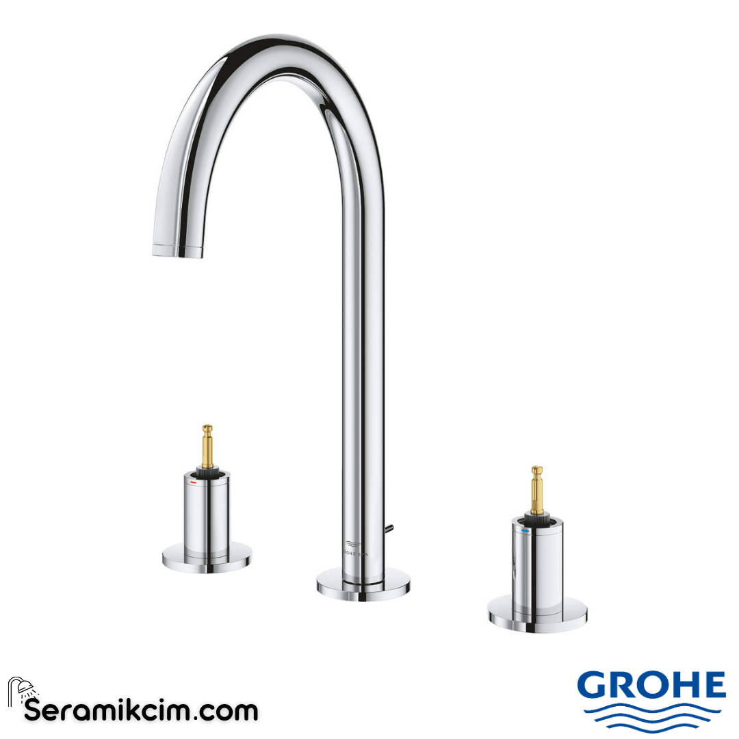 Grohe Atrio Private Collection 3 Delikli Ankastre Sifon Kumandalı Lavabo Bataryası (L-Boy) Krom 20593000 - 20593000