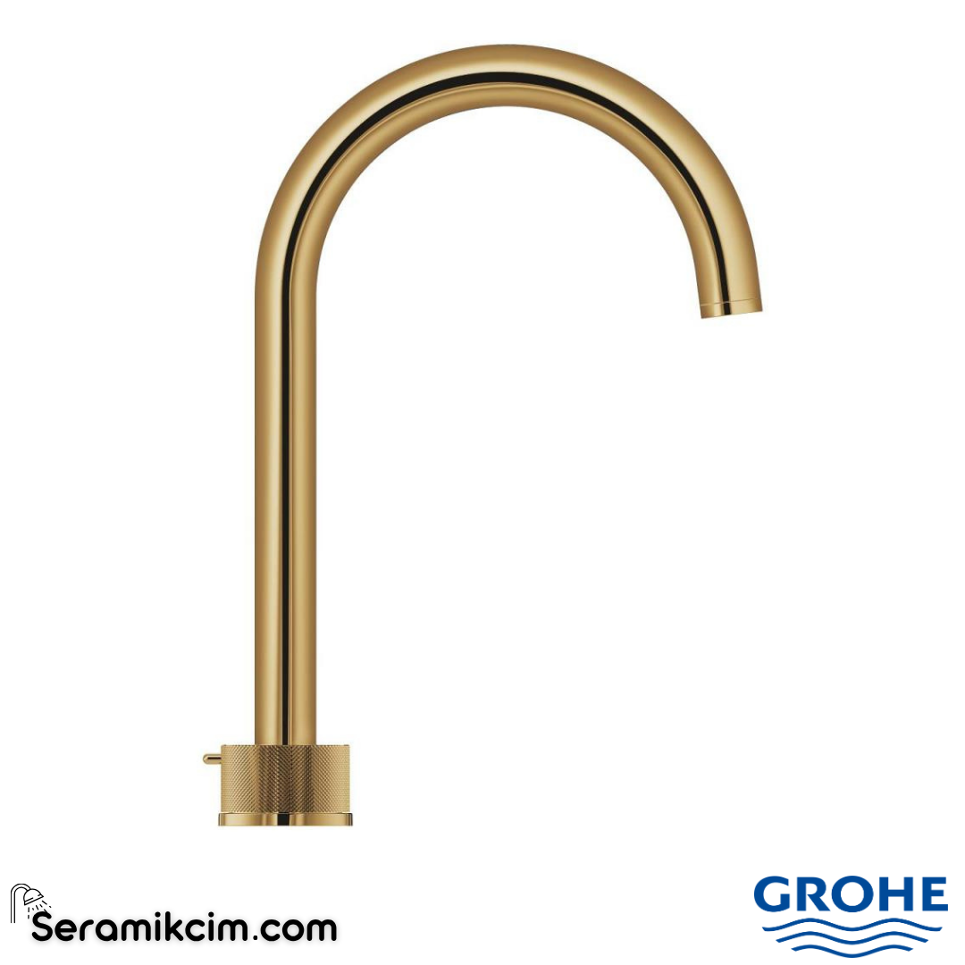 Grohe Atrio Private Collection 3 Delikli Ankastre Lavabo Bataryası, Sifon Kumandalı (L-Boy), Parlak Altın 20595GL0 - 20595GL0
