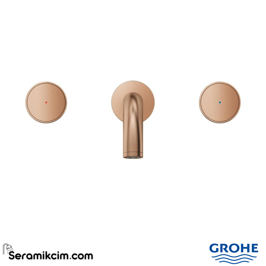 Grohe Atrio Private Collection 3 Delikli Ankastre Lavabo Bataryası (Sıva Üstü Grubu) Fırçalı Bakır 20589DL0