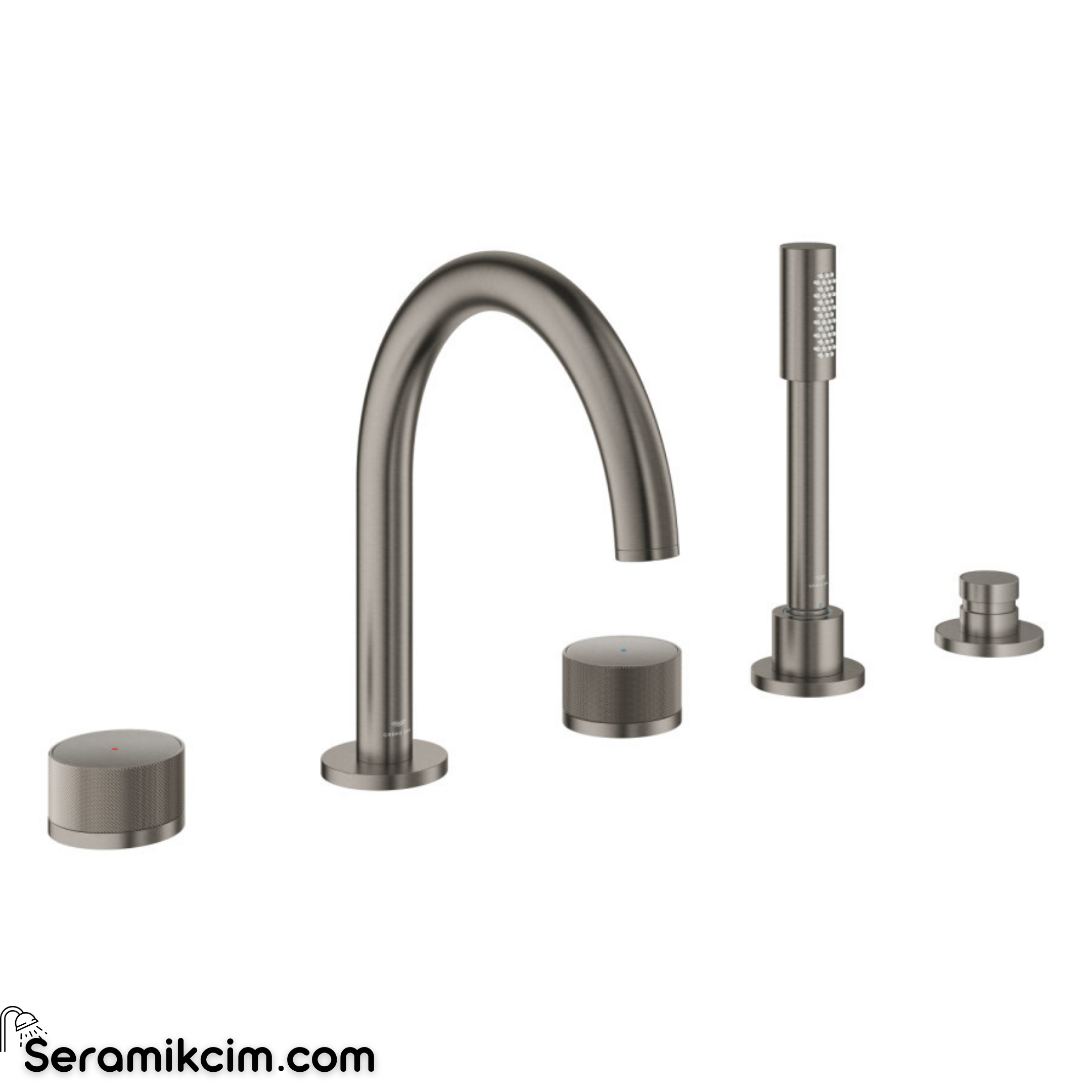 Grohe Atrio Private Collection 5 Delikli Ankastre Küvet Bataryası (Sıva Üstü Grubu), Fırçalı Sert Grafit 25226AL0