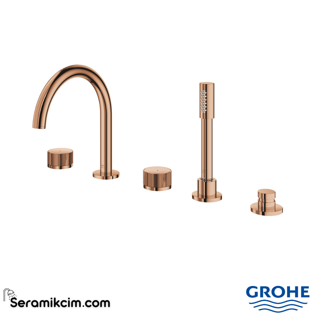 Grohe Atrio Private Collection 5 Delikli Ankastre Küvet Bataryası (Sıva Üstü Grubu), Parlak Bakır 25226DA0 - 25226DA0
