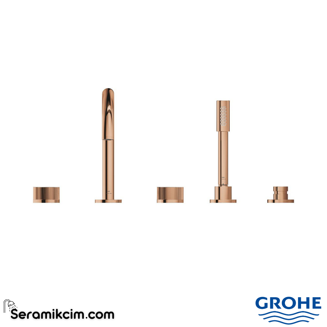 Grohe Atrio Private Collection 5 Delikli Ankastre Küvet Bataryası (Sıva Üstü Grubu), Parlak Bakır 25226DA0 - 25226DA0