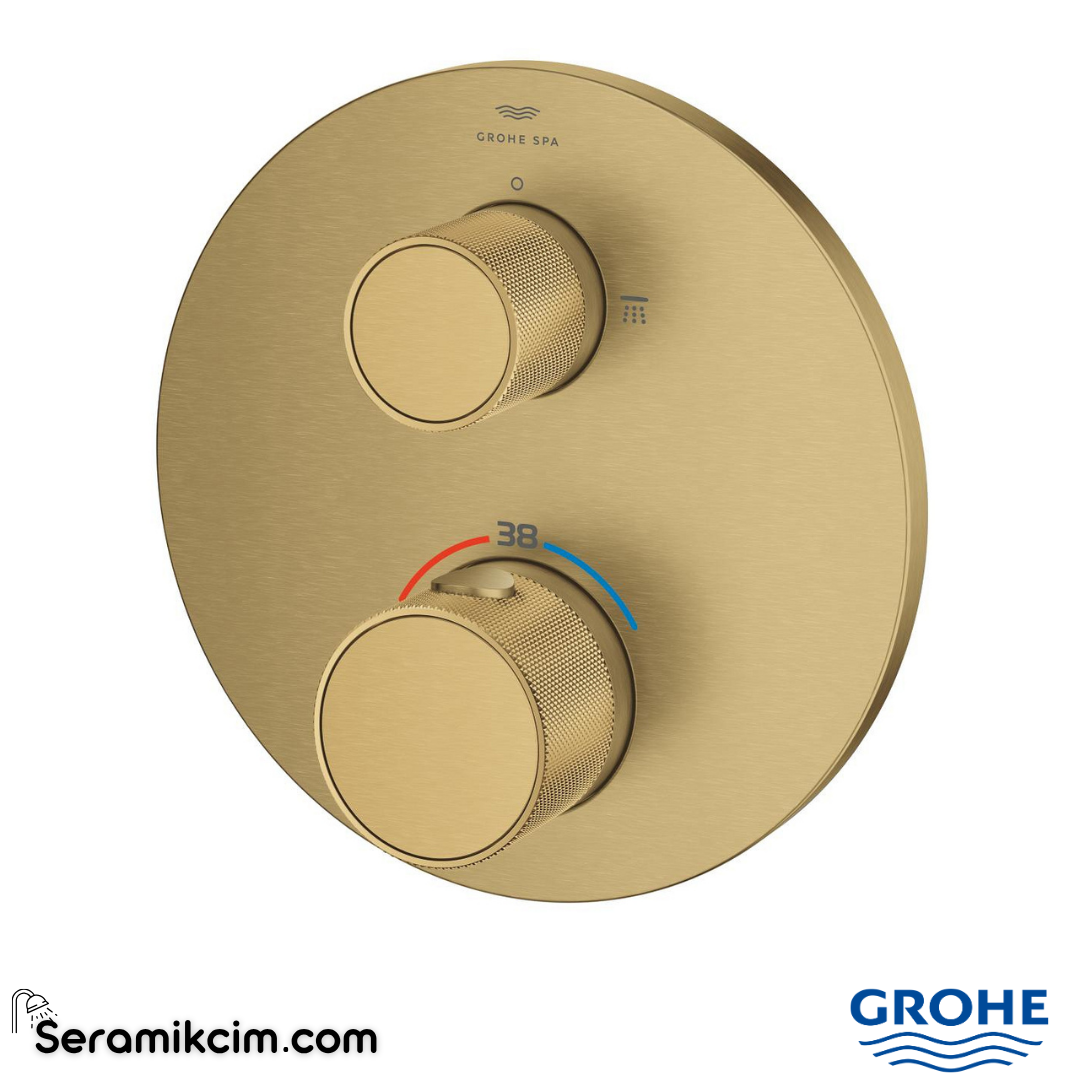 Grohe Atrio Private Collection Ankastre Termostatik Banyo Bataryası (2 Yollu, Sıva Üstü Grubu), Fırçalı Altın 24396GN0