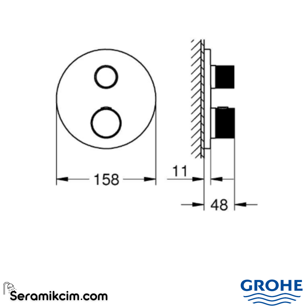 Grohe Atrio Private Collection Ankastre Termostatik Banyo Bataryası (2 Yollu, Sıva Üstü Grubu), Fırçalı Sert Grafit 24396AL0 - 24396AL0