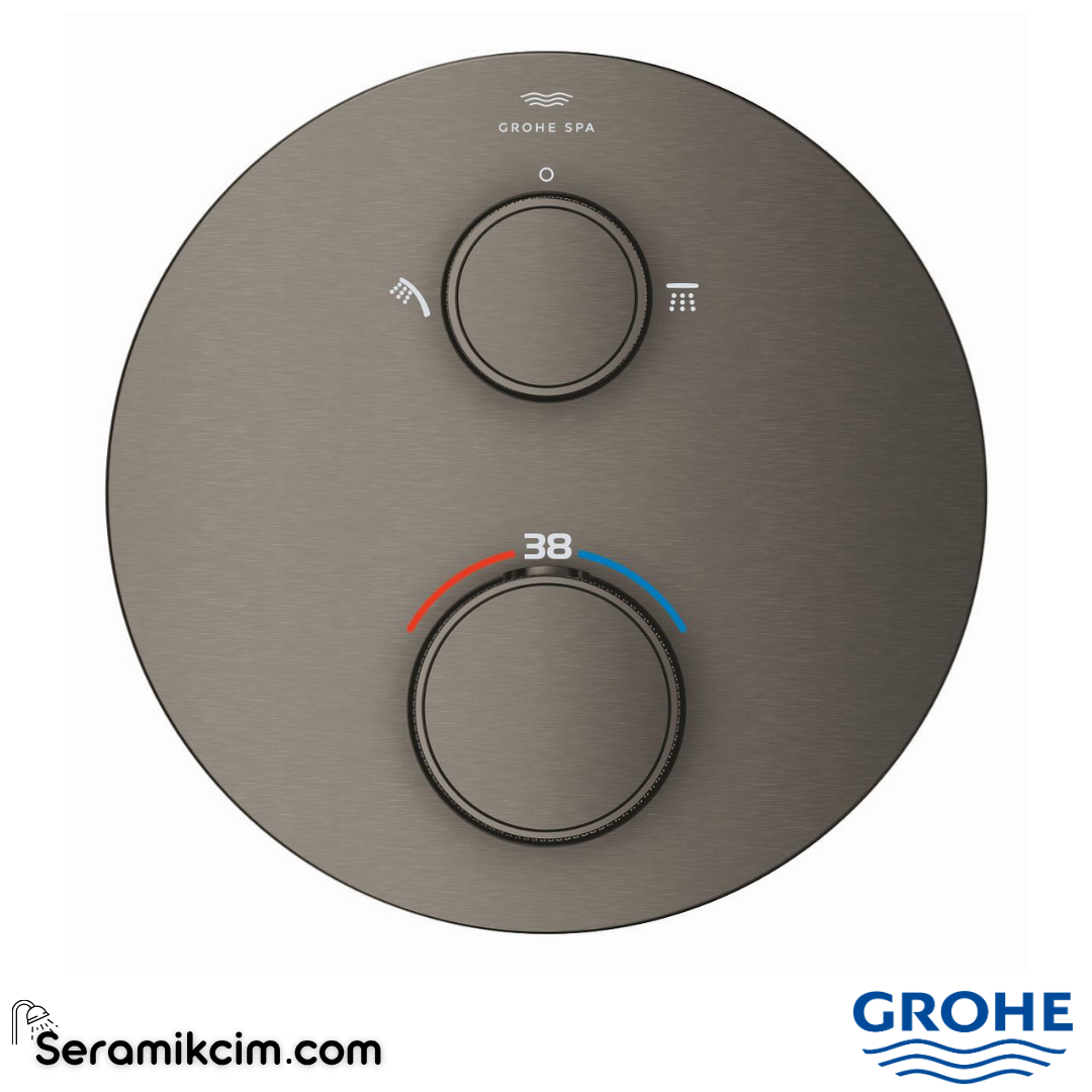 Grohe Atrio Private Collection Ankastre Termostatik Banyo Bataryası (2 Yollu, Sıva Üstü Grubu), Fırçalı Sert Grafit 24396AL0 - 24396AL0