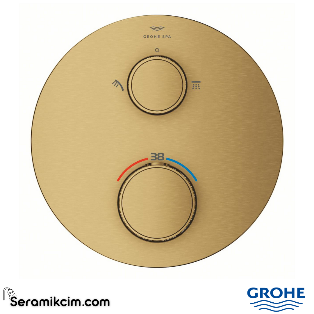 Grohe Atrio Private Collection Ankastre Termostatik Banyo Bataryası (2 Yollu, Sıva Üstü Grubu), Fırçalı Altın 24396GN0