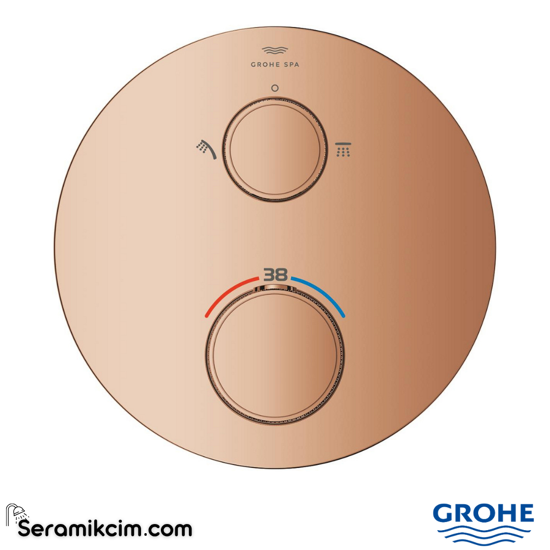 Grohe Atrio Private Collection Ankastre Termostatik Banyo Bataryası (2 Yollu, Sıva Üstü Grubu), Parlak Bakır 24396DA0
