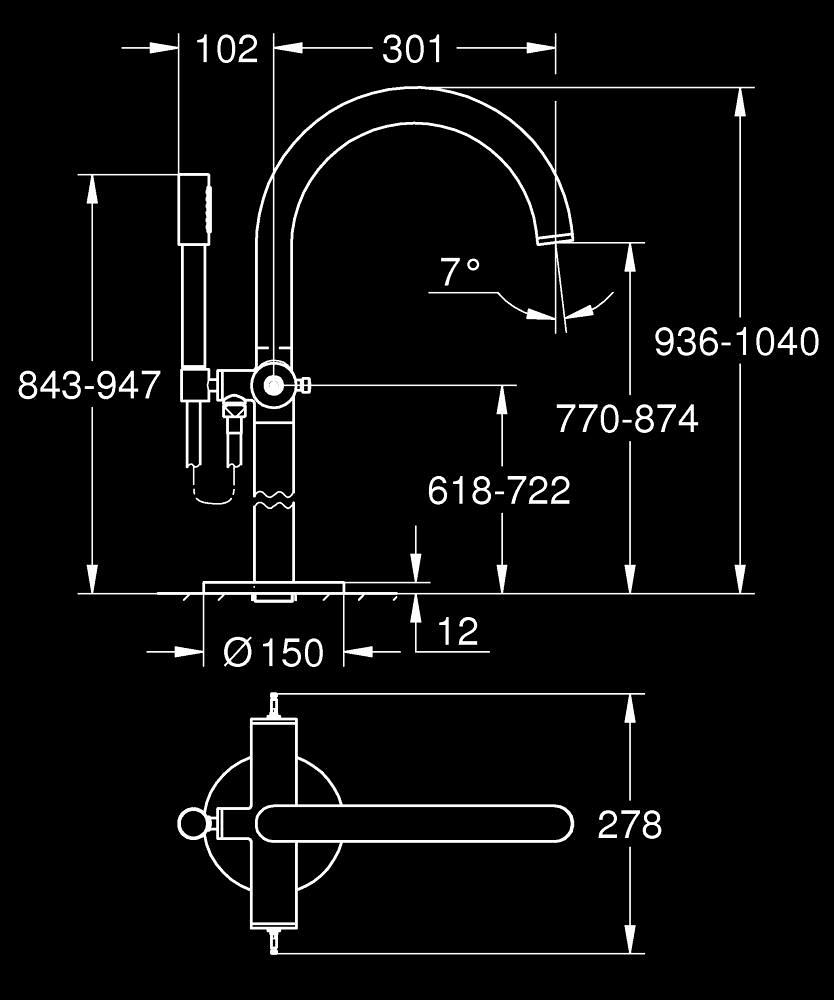 Grohe Atrio Private Collection Tek Yerden Küvet Bataryası (Sıva Üstü Grubu), Fırçalı Altın 25227GN0