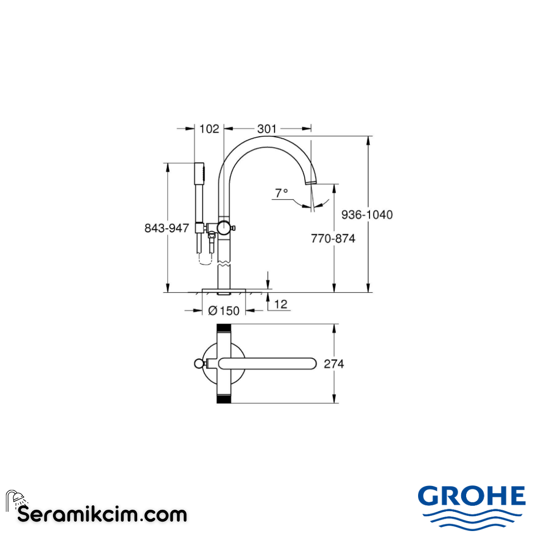 Grohe Atrio Private Collection Tek Yerden Küvet Bataryası (Sıva Üstü Grubu), Parlak Bakır 25229DA0 - 25229DA0