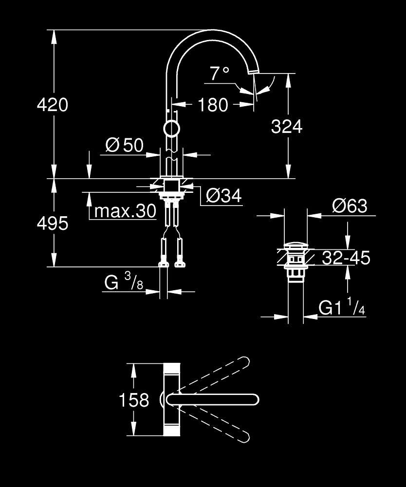 Grohe Atrio Private Collection Tezgah Üstü Lavabo Bataryası, Paslanmaz Çelik 21142DC0