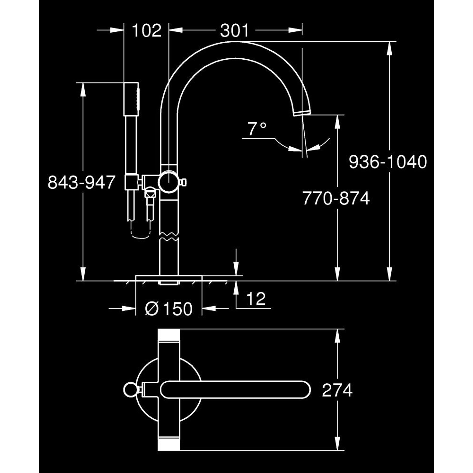 Grohe Atrio Private Collection Yerden Küvet Bataryası (Sıva Üstü Grubu) Paslanmaz Çelik 25229DC0