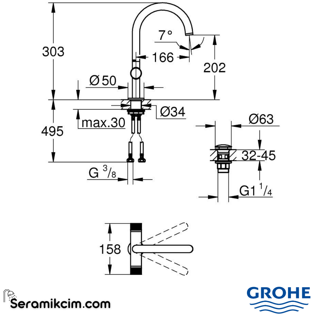 Grohe Atrio Private Collection Yüksek Lavabo Bataryası (L-Boy), Krom 21138000 - 21138000