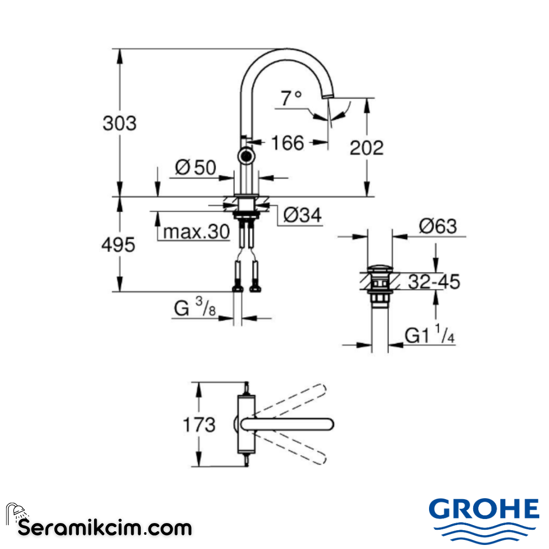 Grohe Atrio Private Collection Yüksek Lavabo Bataryası (L-Boy), Parlak Bakır 21134DA0 - 21134DA0
