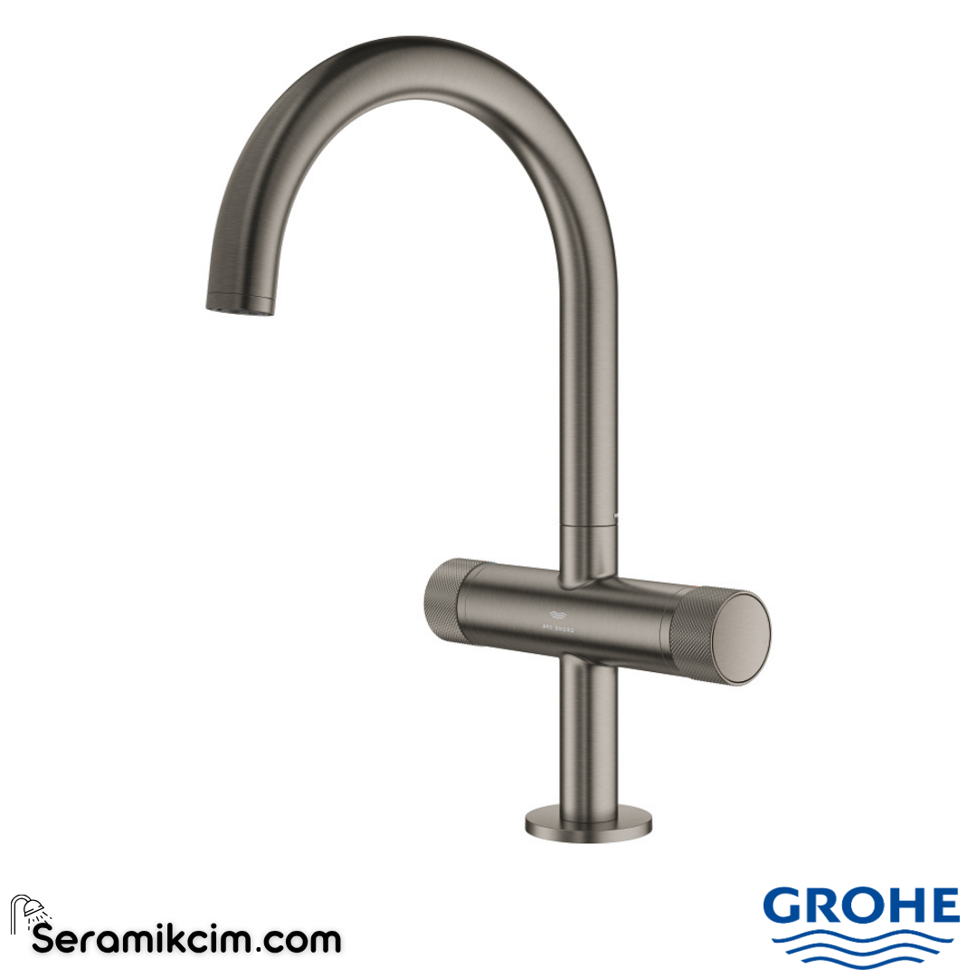 Grohe Atrio Private Collection Yüksek Lavabo Bataryası, (L-Boy) Fırçalı Sert Grafit 21138AL0 - 21138AL0